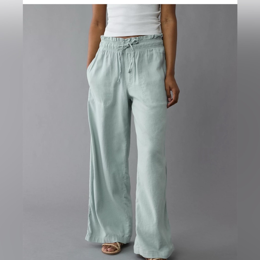 AE Dreamy Drape Linen-Blend Pull-On Pant